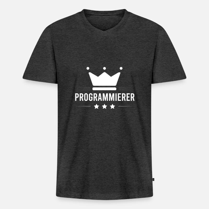 Programmierer Beruf - Männer Premium Bio T-Shirt mit V-Ausschnitt - Anthrazit meliert