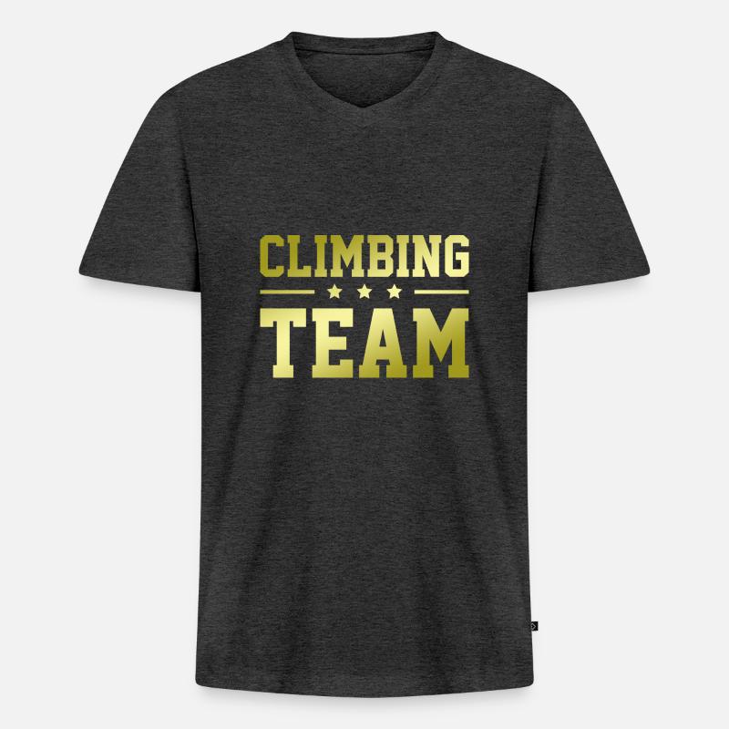 Climbing Team - Männer Premium Bio T-Shirt mit V-Ausschnitt - Anthrazit meliert