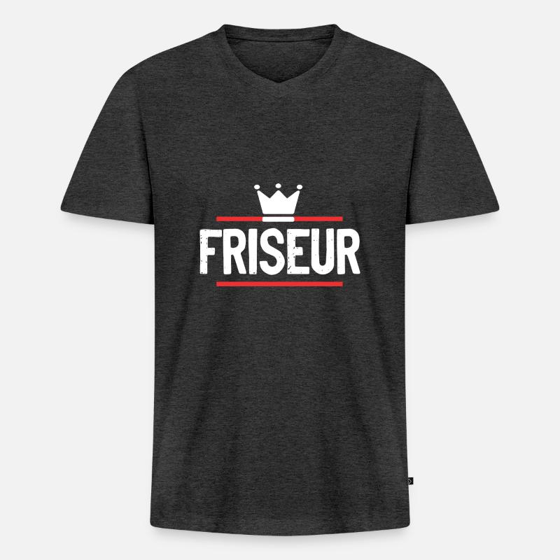 Friseur Beruf - Männer Premium Bio T-Shirt mit V-Ausschnitt - Anthrazit meliert