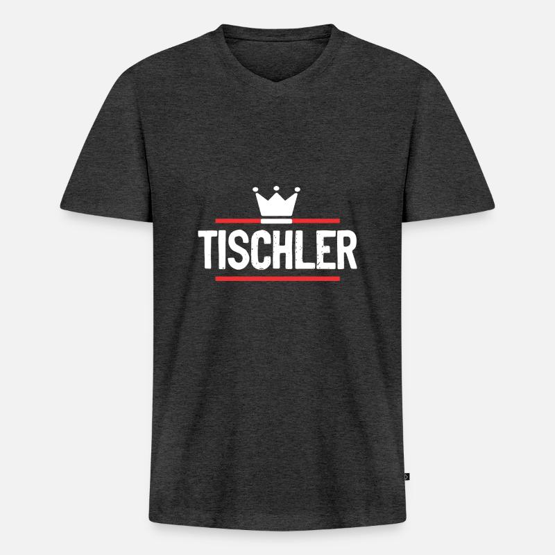 Tischler Beruf - Männer Premium Bio T-Shirt mit V-Ausschnitt - Anthrazit meliert