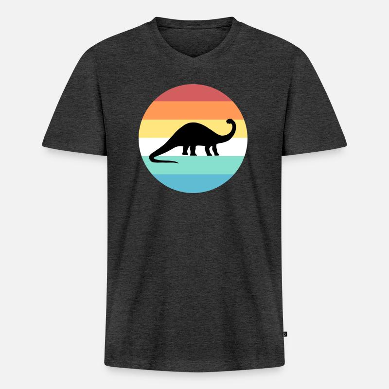 Brontosaurus - Männer Premium Bio T-Shirt mit V-Ausschnitt - Anthrazit meliert