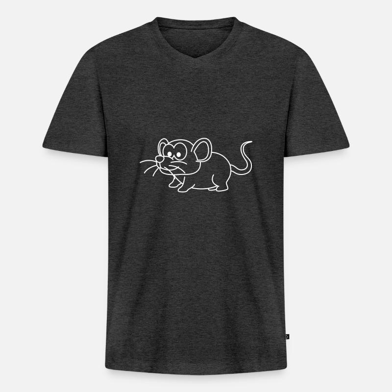Maus Comic Tier - Männer Premium Bio T-Shirt mit V-Ausschnitt - Anthrazit meliert