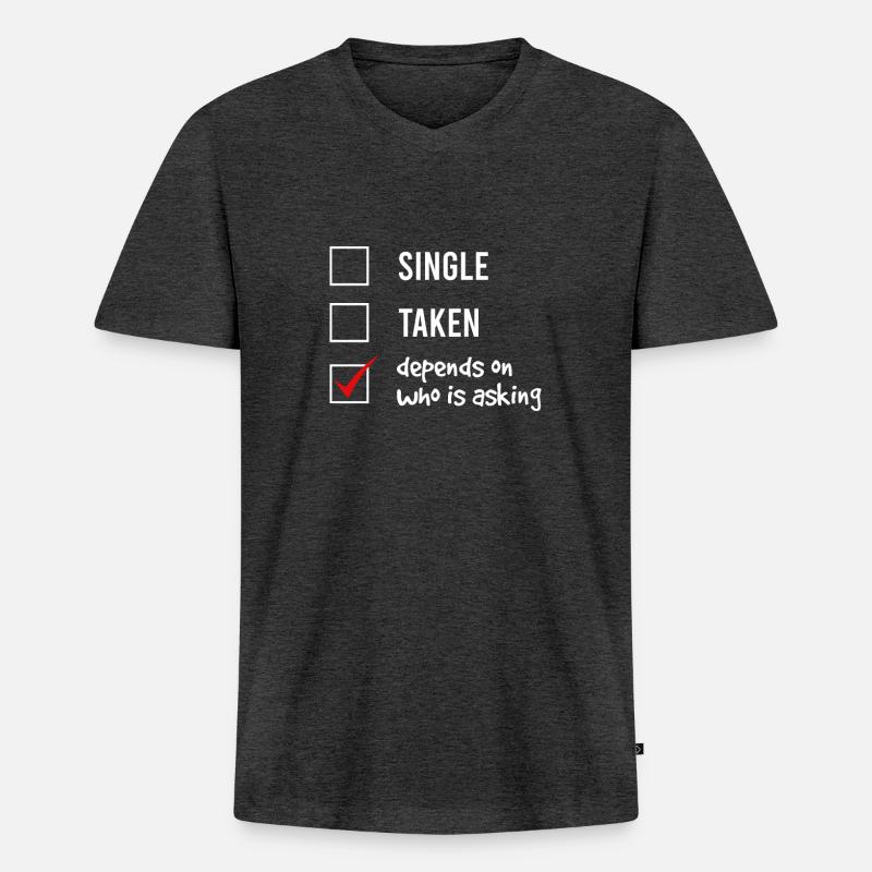 Single oder Vergeben? - Männer Premium Bio T-Shirt mit V-Ausschnitt - Anthrazit meliert