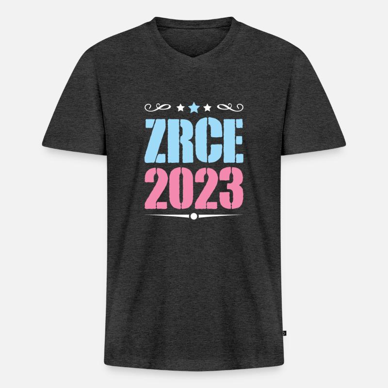 Zrce 2023 - Männer Premium Bio T-Shirt mit V-Ausschnitt - Anthrazit meliert