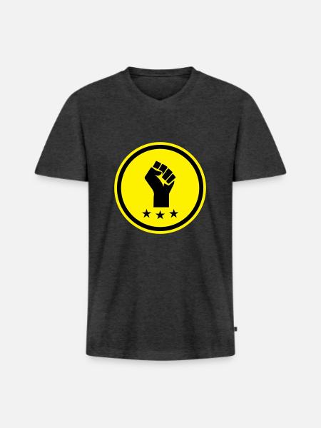Hand Faust - Männer Premium Bio T-Shirt mit V-Ausschnitt - Anthrazit meliert