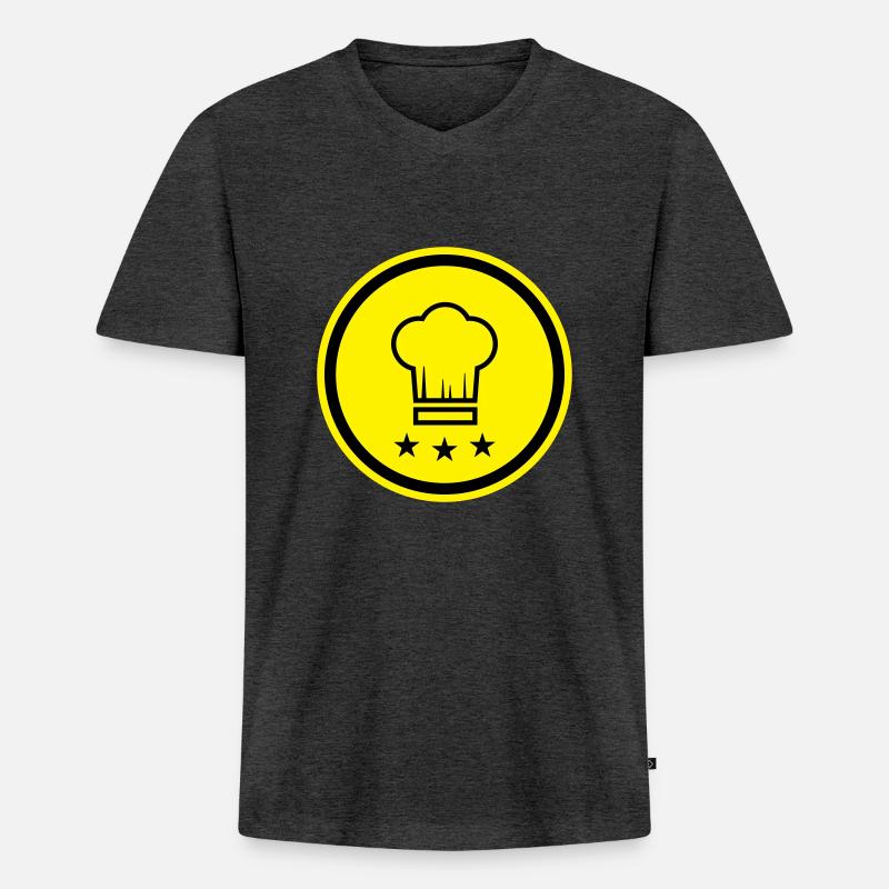 Kochmütze Koch - Männer Premium Bio T-Shirt mit V-Ausschnitt - Anthrazit meliert
