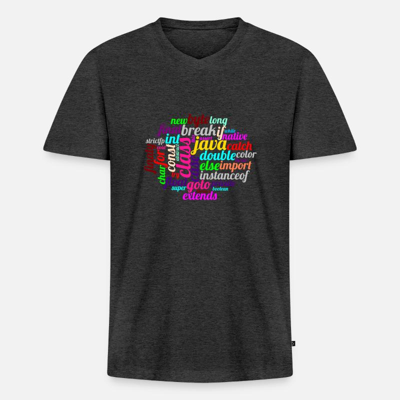 Java WordCloud - Männer Premium Bio T-Shirt mit V-Ausschnitt - Anthrazit meliert