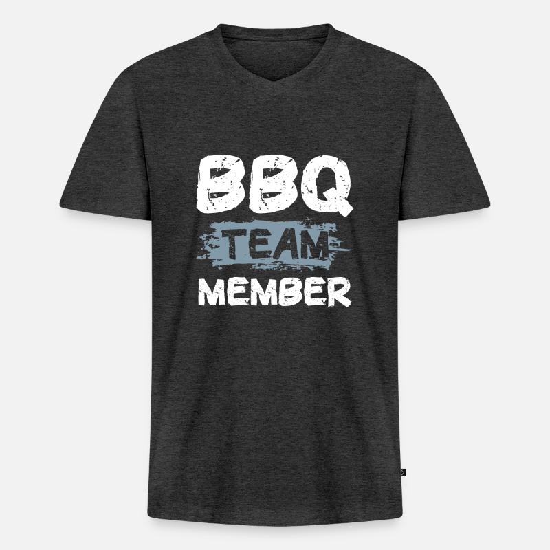Bbq Team - Männer Premium Bio T-Shirt mit V-Ausschnitt - Anthrazit meliert