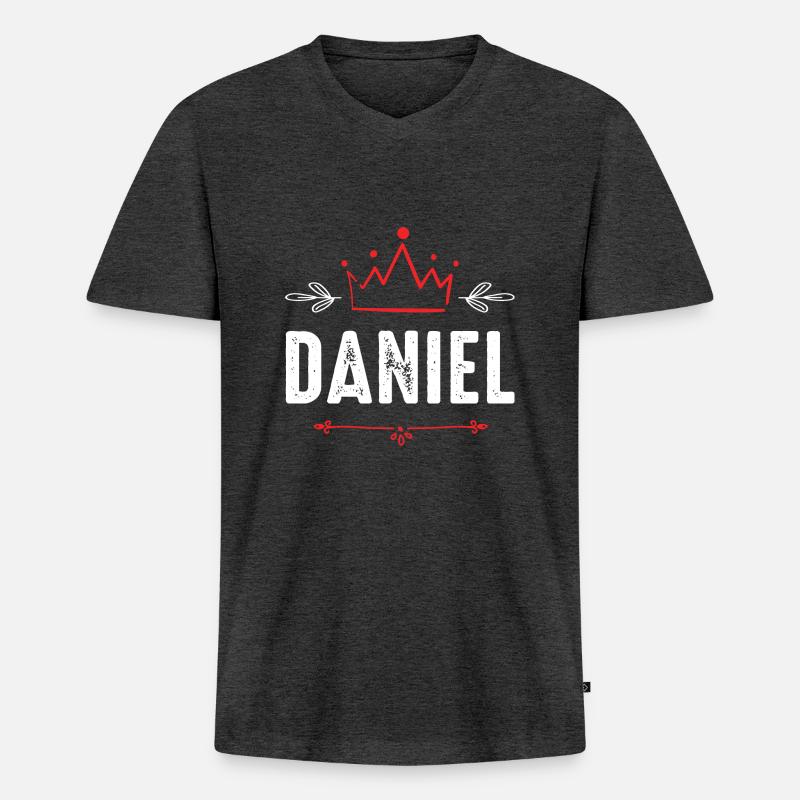 Daniel - Männer Premium Bio T-Shirt mit V-Ausschnitt - Anthrazit meliert