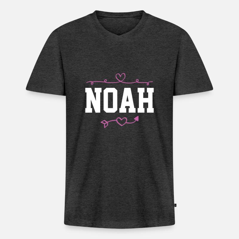 Noah - Männer Premium Bio T-Shirt mit V-Ausschnitt - Anthrazit meliert