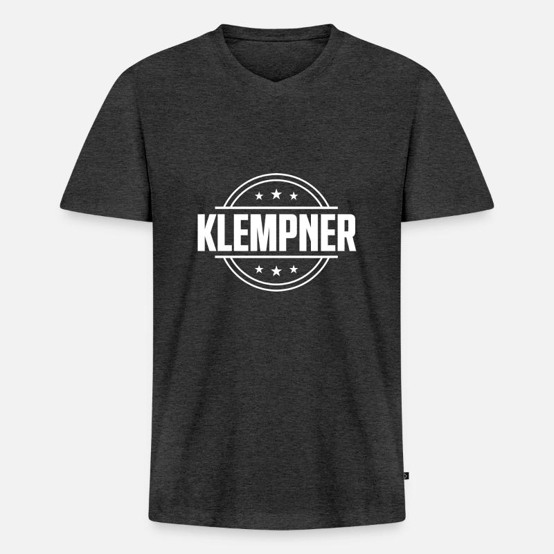 Klempner Beruf - Männer Premium Bio T-Shirt mit V-Ausschnitt - Anthrazit meliert