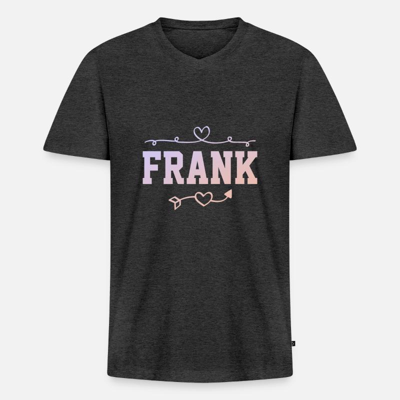 Frank - Männer Premium Bio T-Shirt mit V-Ausschnitt - Anthrazit meliert