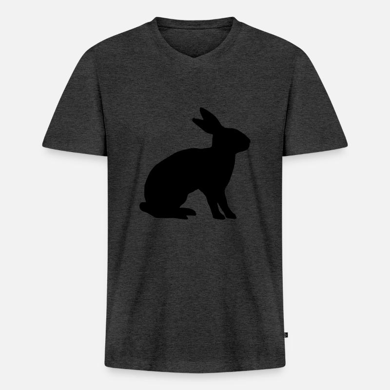 Kaninchen - Männer Premium Bio T-Shirt mit V-Ausschnitt - Anthrazit meliert