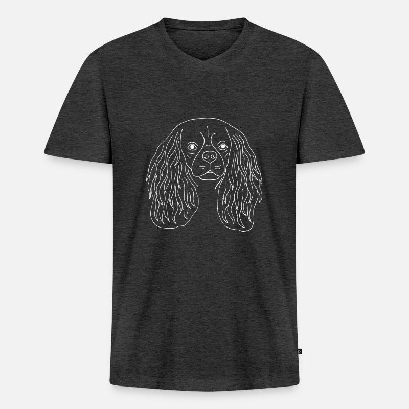 Cavalier King Charles Spaniel - Männer Premium Bio T-Shirt mit V-Ausschnitt - Anthrazit meliert
