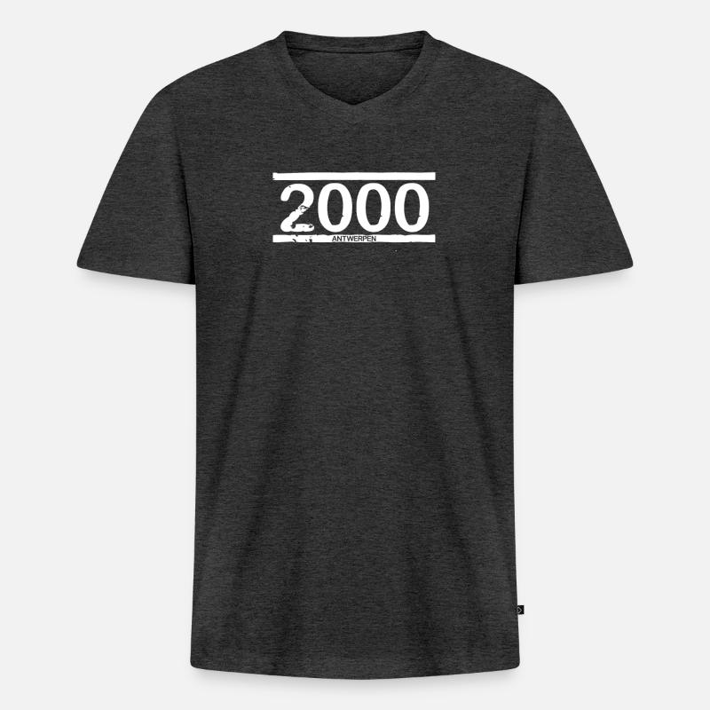 2000 ANTWERPEN - Männer Premium Bio T-Shirt mit V-Ausschnitt - Anthrazit meliert