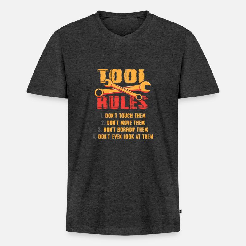 Funny Tools Rules Toolmaker Mechanic - Männer Premium Bio T-Shirt mit V-Ausschnitt - Anthrazit meliert