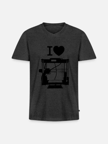 I love 3d printing - Männer Premium Bio T-Shirt mit V-Ausschnitt - Anthrazit meliert