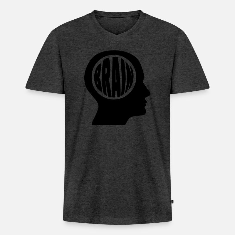 Brain in einem Kopf - Männer Premium Bio T-Shirt mit V-Ausschnitt - Anthrazit meliert