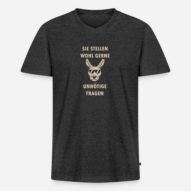 Känguruh sie stellen wohl gerne - Männer Premium Bio T-Shirt mit V-Ausschnitt - Anthrazit meliert