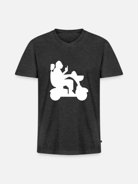 Elektrischer Rollstuhl Rollstuhlfahrer Behinderter - Männer Premium Bio T-Shirt mit V-Ausschnitt - Anthrazit meliert