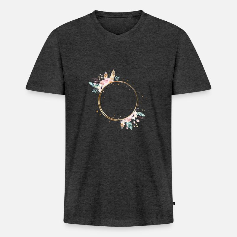 boho - Männer Premium Bio T-Shirt mit V-Ausschnitt - Anthrazit meliert