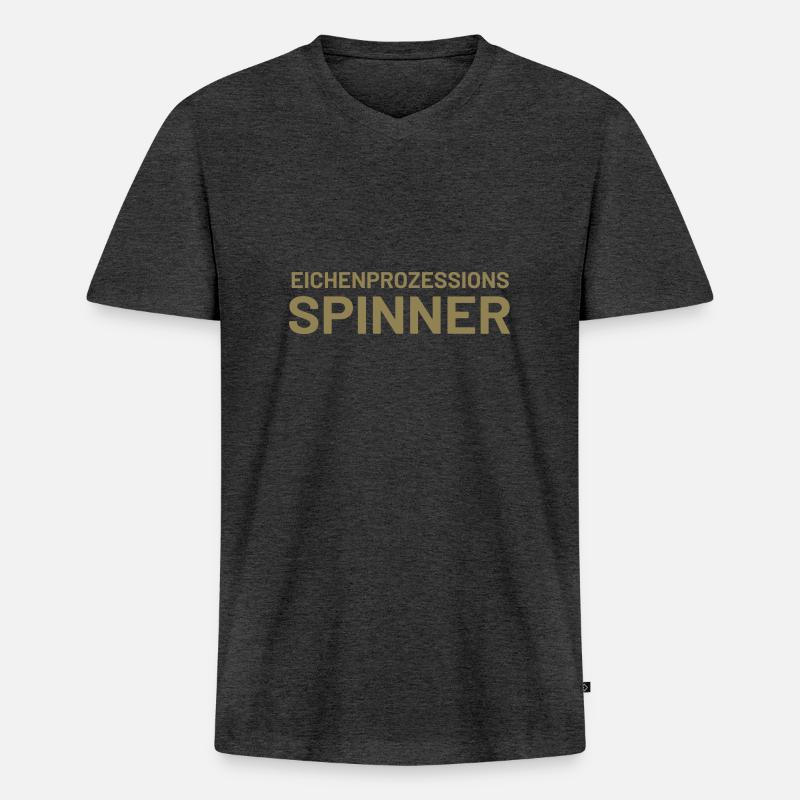 Lustiger Spruch Eichenprozessionsspinner witzig - Männer Premium Bio T-Shirt mit V-Ausschnitt - Anthrazit meliert