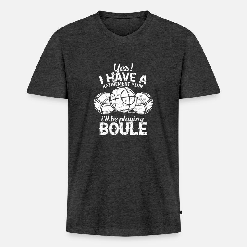 Boule Rente Plan - Männer Premium Bio T-Shirt mit V-Ausschnitt - Anthrazit meliert
