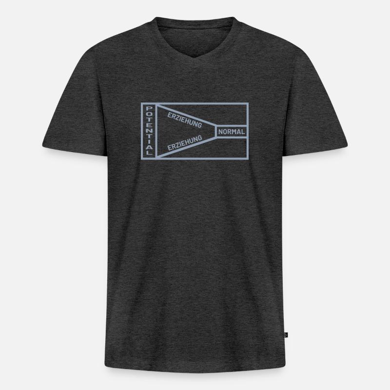 Erziehung Potential Normal Sprüche - Männer Premium Bio T-Shirt mit V-Ausschnitt - Anthrazit meliert