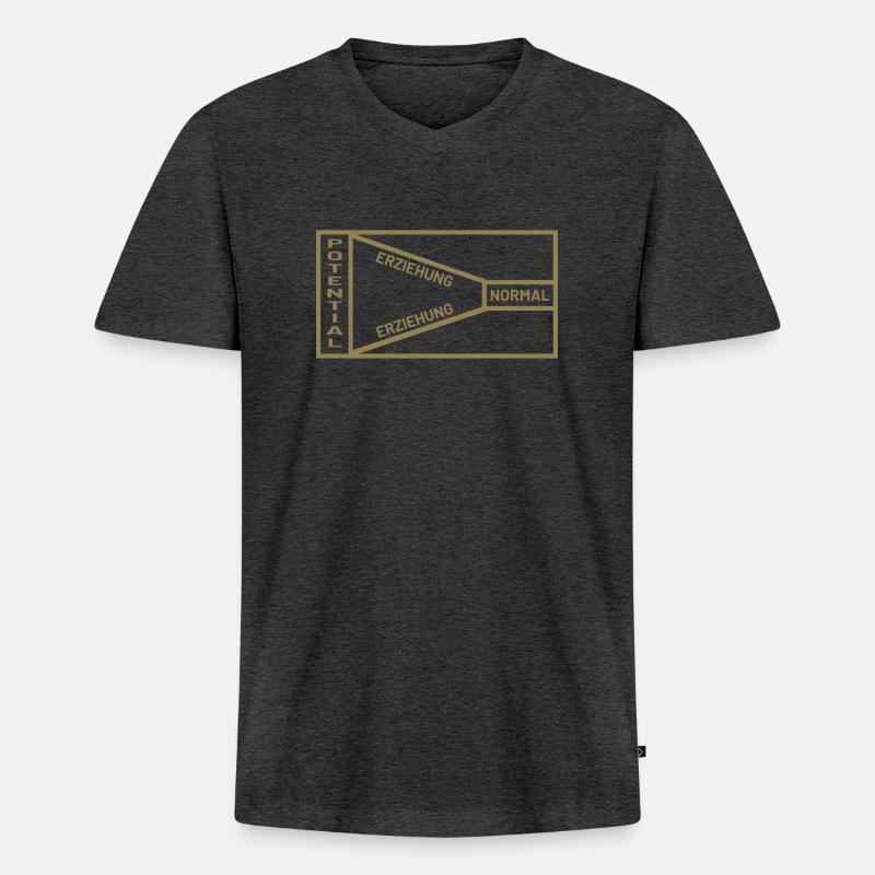 Erziehung Potential Normal Sprüche - Männer Premium Bio T-Shirt mit V-Ausschnitt - Anthrazit meliert