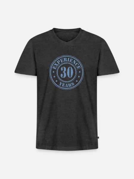 30 years of experience - Men's Premium Organic T-shirt with V-neck - heather anthracite