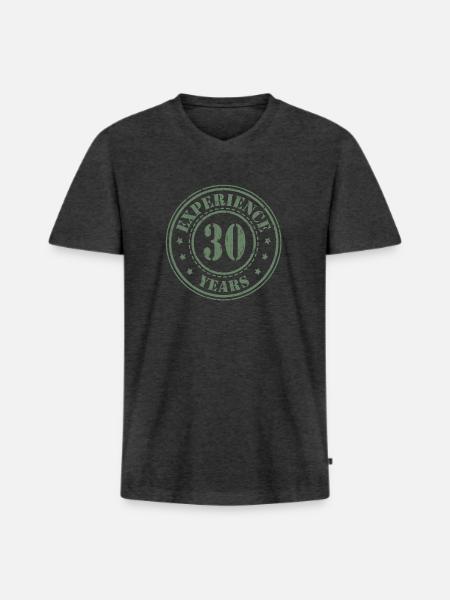 30 years of experience - Men's Premium Organic T-shirt with V-neck - heather anthracite