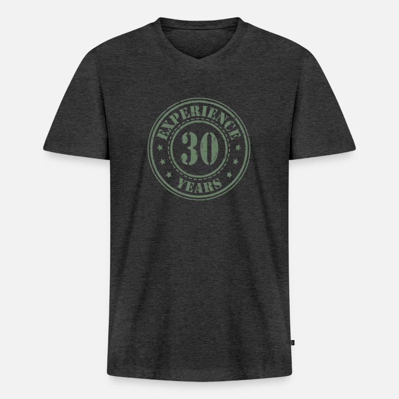 30 Jahre Erfahrung - Männer Premium Bio T-Shirt mit V-Ausschnitt - Anthrazit meliert