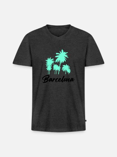 Barcelona - Men's Premium Organic T-shirt with V-neck - heather anthracite