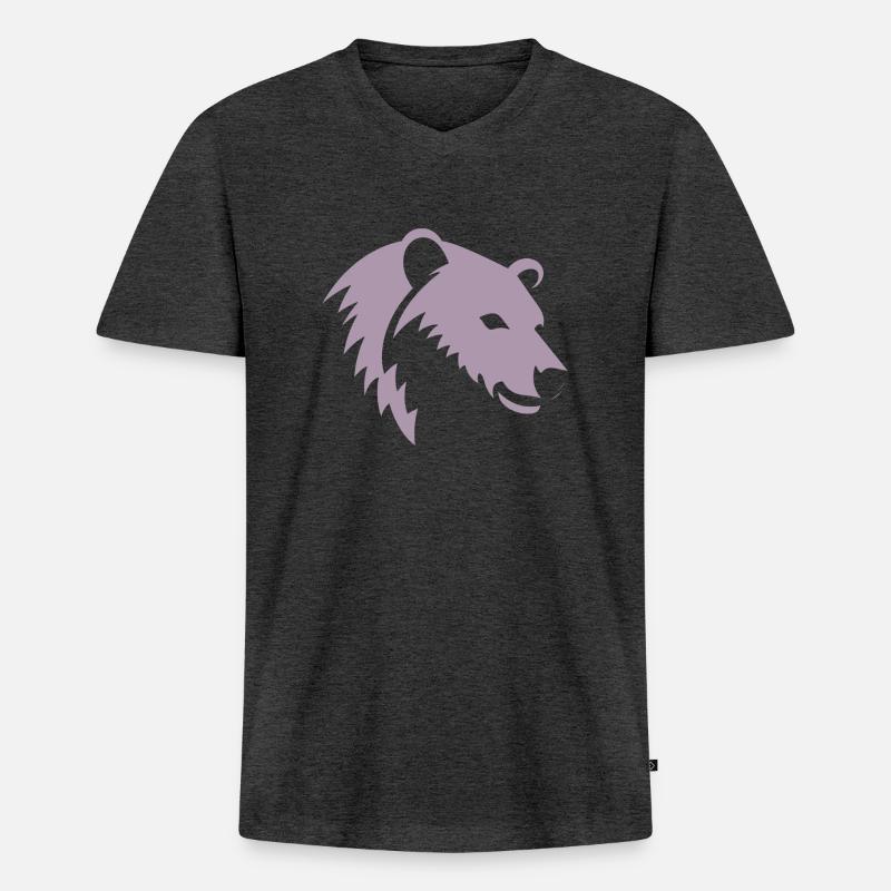 Bär Silhouette eines Eisbärkopfes - Männer Premium Bio T-Shirt mit V-Ausschnitt - Anthrazit meliert