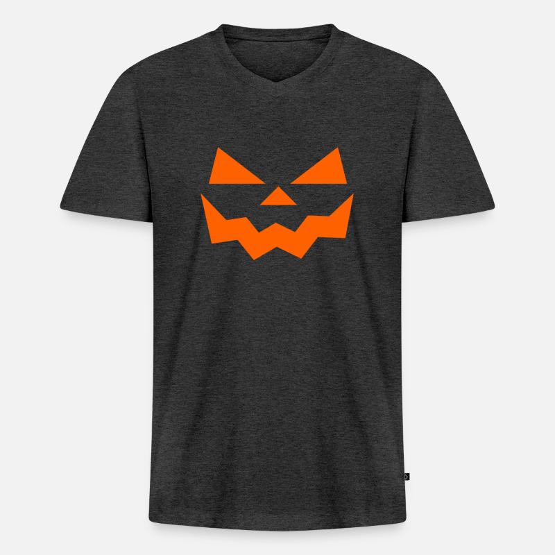 Cooles Halloweendesign - Männer Premium Bio T-Shirt mit V-Ausschnitt - Anthrazit meliert