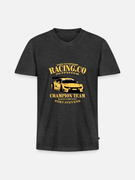Touring-Car-Racing - Männer Premium Bio T-Shirt mit V-Ausschnitt - Anthrazit meliert