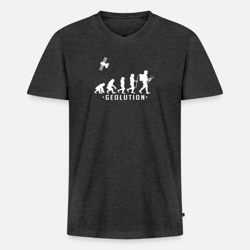 Geocaching geolution - Männer Premium Bio T-Shirt mit V-Ausschnitt - Anthrazit meliert