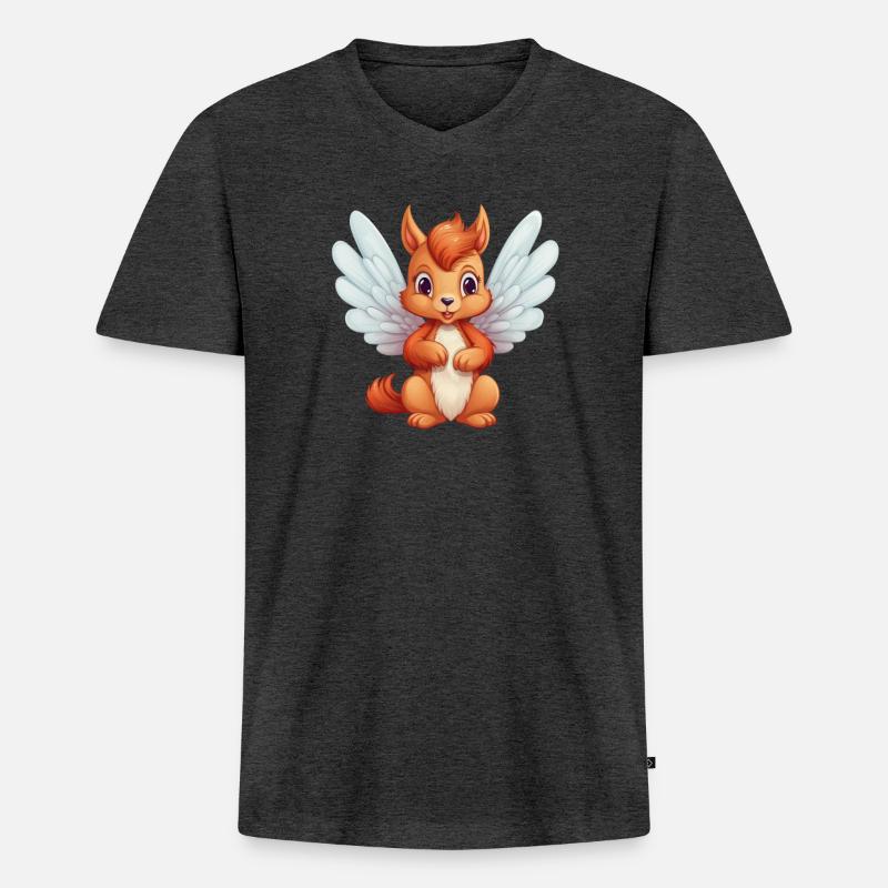 Süßes Eichhörnchen-Engel-Comic - Männer Premium Bio T-Shirt mit V-Ausschnitt - Anthrazit meliert