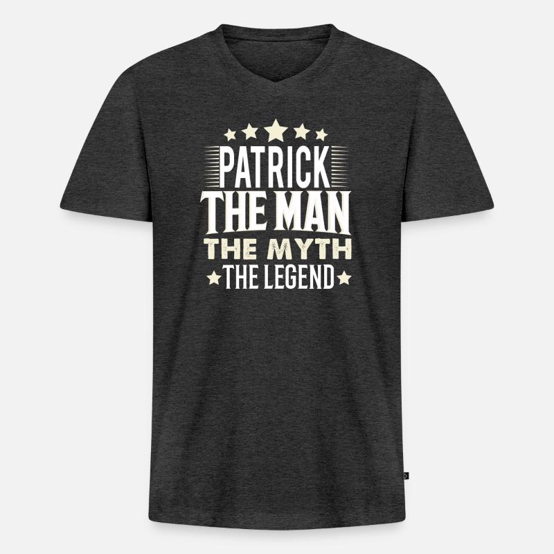 Patrick - Männer Premium Bio T-Shirt mit V-Ausschnitt - Anthrazit meliert