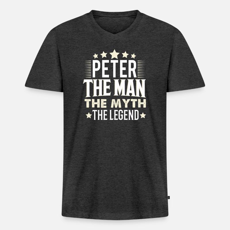 Peter - Männer Premium Bio T-Shirt mit V-Ausschnitt - Anthrazit meliert