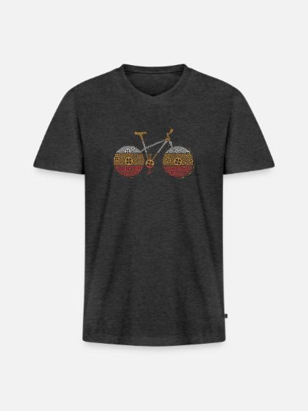 Bicycle sprocket retro - Men's Premium Organic T-shirt with V-neck - heather anthracite