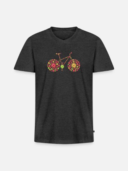 Bicycle 70s Flowers - Men's Premium Organic T-shirt with V-neck - heather anthracite