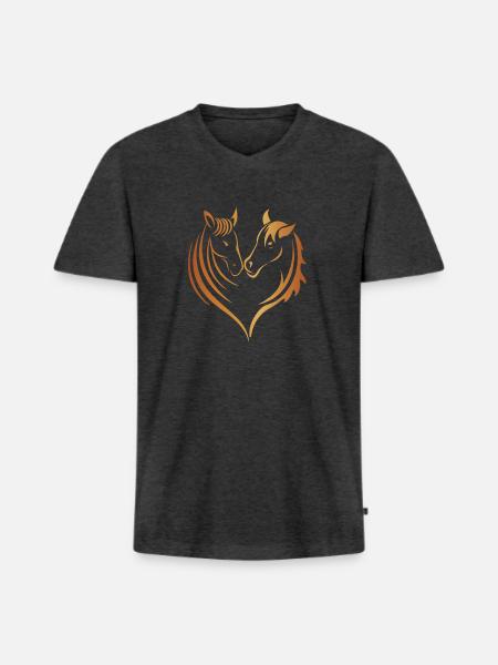 Horses heart - Men's Premium Organic T-shirt with V-neck - heather anthracite