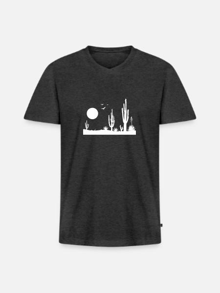 Desert desert landscape - Men's Premium Organic T-shirt with V-neck - heather anthracite
