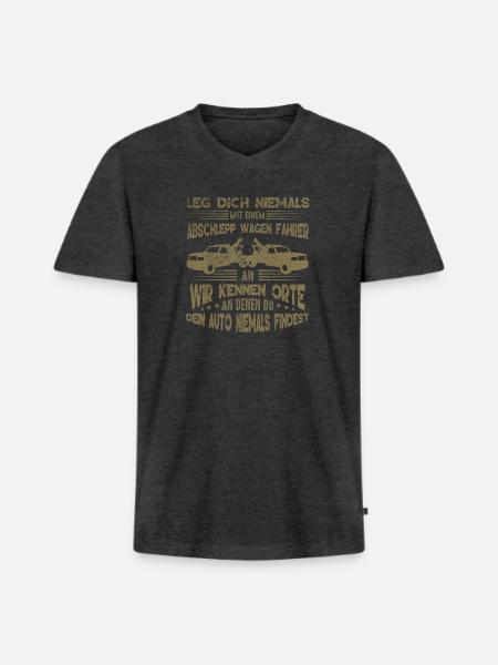 Abschleppdienst wir kennen Orte an denen du dein - Männer Premium Bio T-Shirt mit V-Ausschnitt - Anthrazit meliert