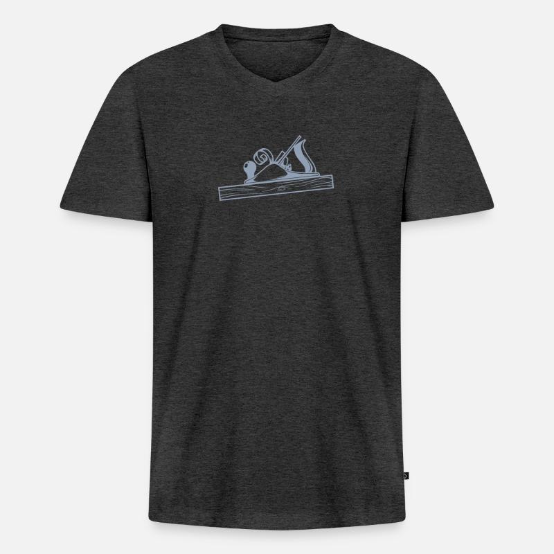 Schreiner Hobel Design - Männer Premium Bio T-Shirt mit V-Ausschnitt - Anthrazit meliert