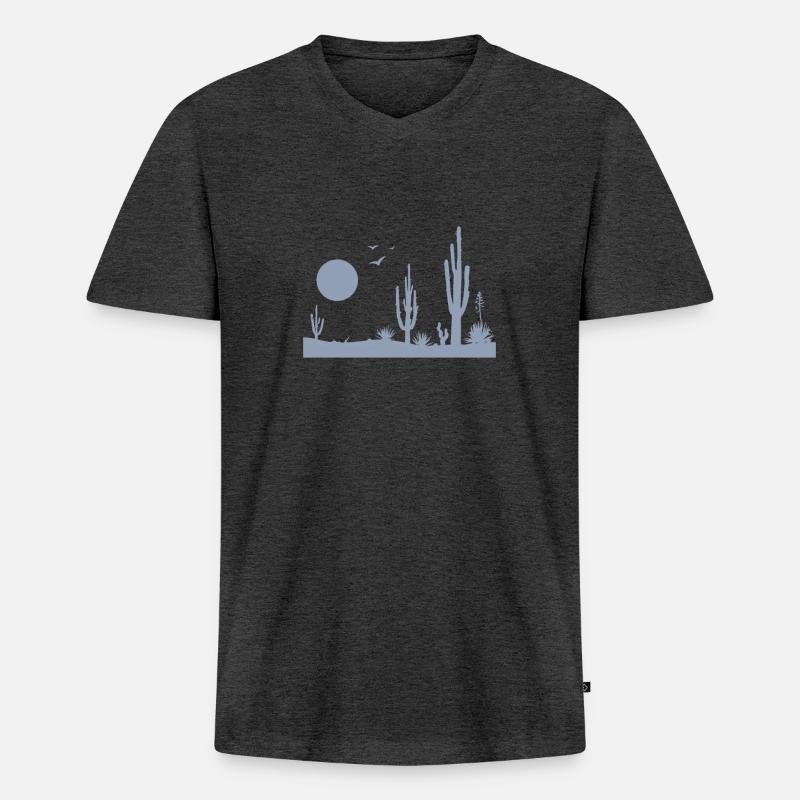 Wüste Wüstenlandschaft - Männer Premium Bio T-Shirt mit V-Ausschnitt - Anthrazit meliert