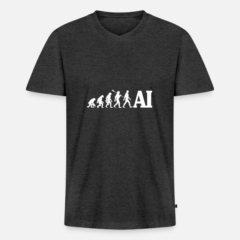 Evolution - Artificial Intelligence - AI - Männer Premium Bio T-Shirt mit V-Ausschnitt - Anthrazit meliert