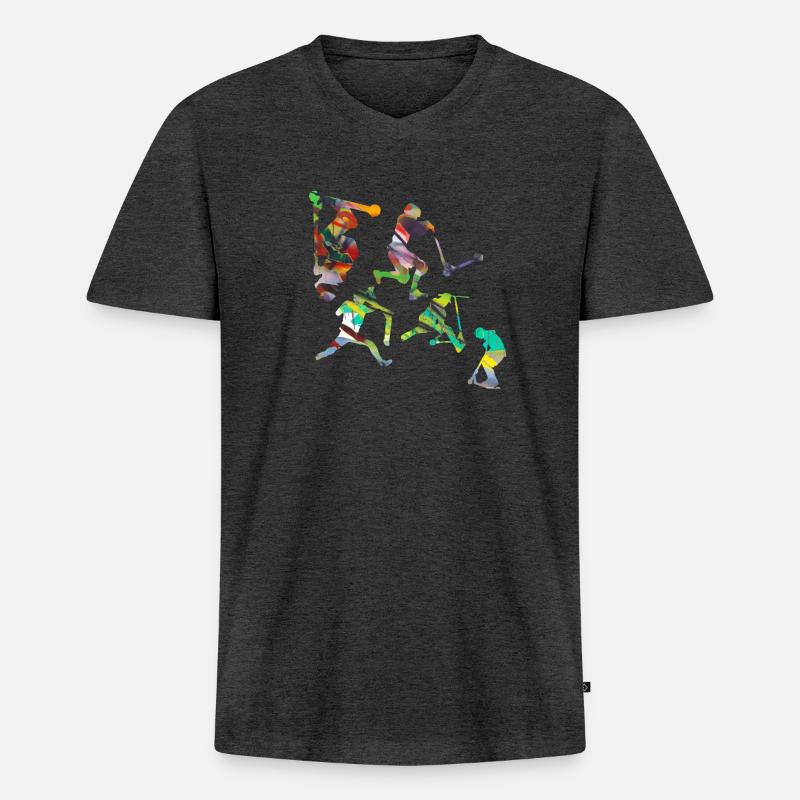 Stuntscooter,Trickscooter,tricks,stunt,e-scooter - Männer Premium Bio T-Shirt mit V-Ausschnitt - Anthrazit meliert