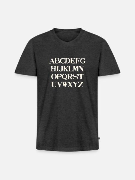ABC Geschenkidee Alphabet - Männer Premium Bio T-Shirt mit V-Ausschnitt - Anthrazit meliert